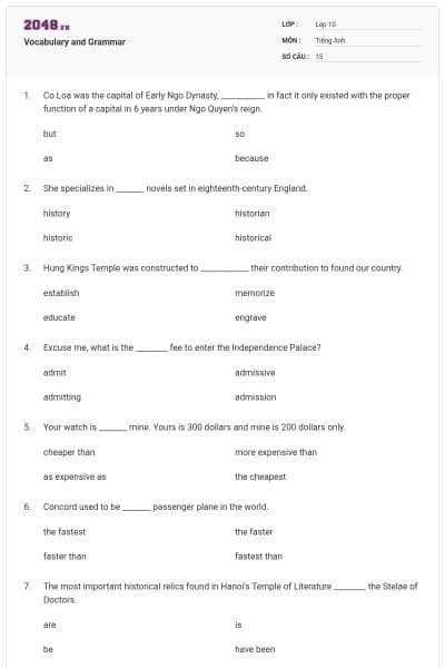 Vocabulary and Grammar