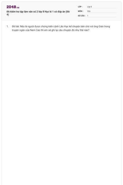 Đề kiểm tra tập làm văn số 2 lớp 8 Học kì 1 có đáp án (Đề 4)