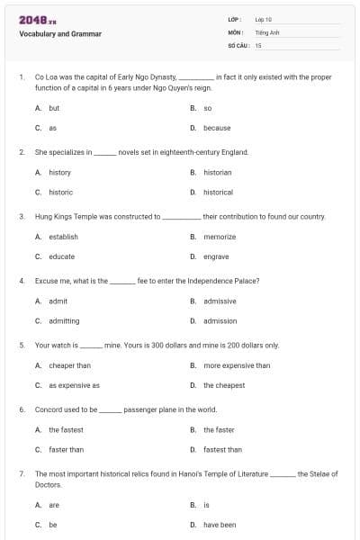 Vocabulary and Grammar