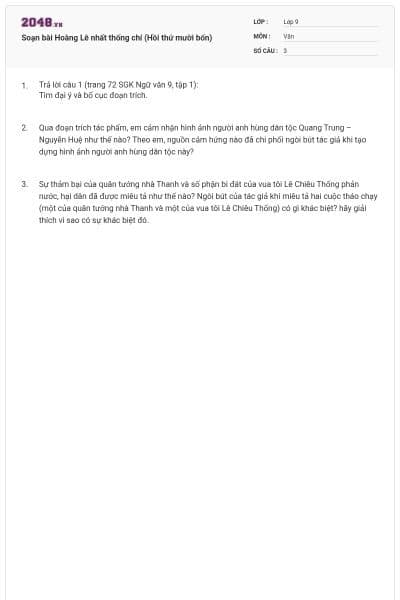 Soạn bài Hoàng Lê nhất thống chí (Hồi thứ mười bốn)