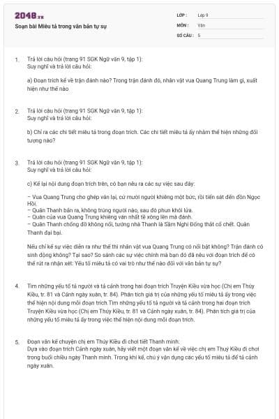 Soạn bài Miêu tả trong văn bản tự sự