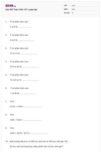 Giải VBT Toán 5 Bài 157: Luyện tập