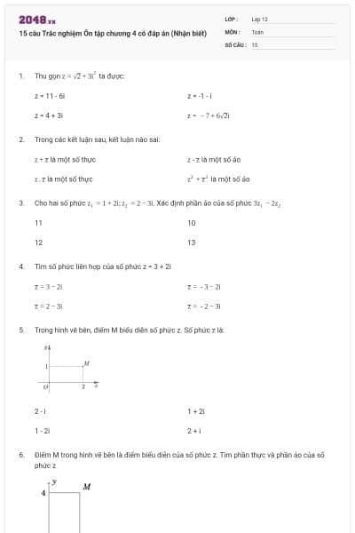 15 câu Trắc nghiệm Ôn tập chương 4 có đáp án (Nhận biết)