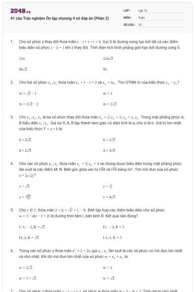 41 câu Trắc nghiệm Ôn tập chương 4 có đáp án (Phần 2)