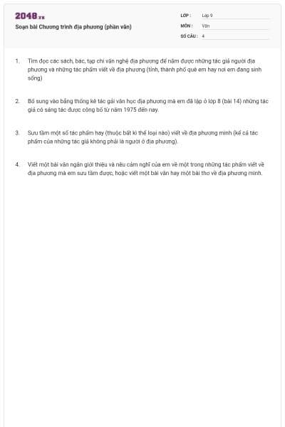 Soạn bài Chương trình địa phương (phần văn)