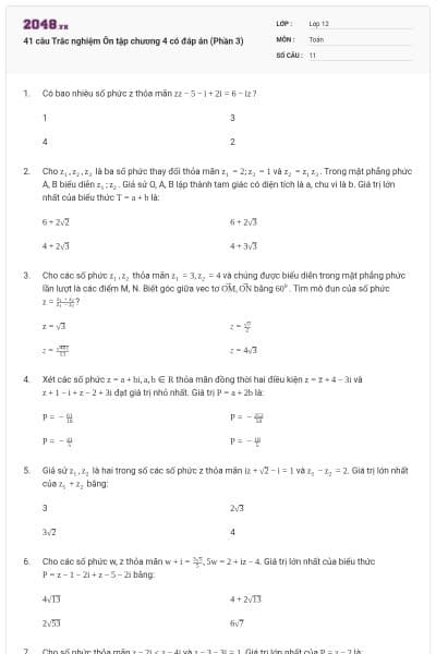 41 câu Trắc nghiệm Ôn tập chương 4 có đáp án (Phần 3)