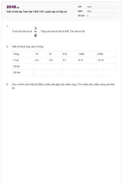 Giải vở bài tập Toán lớp 4 Bài 139: Luyện tập có đáp án
