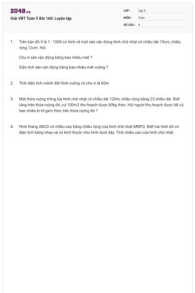 Giải VBT Toán 5 Bài 160: Luyện tập