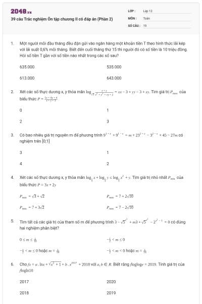 39 câu Trắc nghiệm Ôn tập chương II có đáp án (Phần 2)