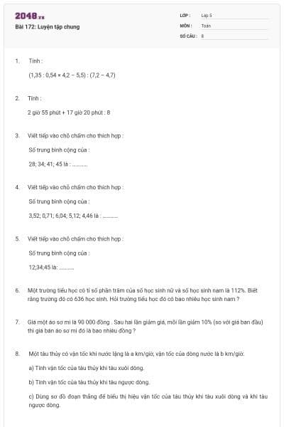 Bài 172: Luyện tập chung