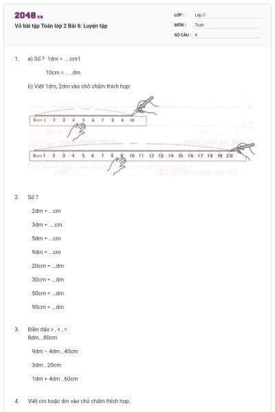 Vở bài tập Toán lớp 2 Bài 6: Luyện tập