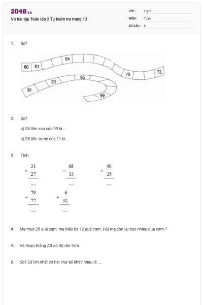 Vở bài tập Toán lớp 2 Tự kiểm tra trang 13
