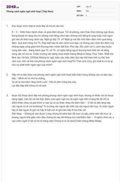 Phong cách ngôn ngữ sinh hoạt (Tiếp theo)