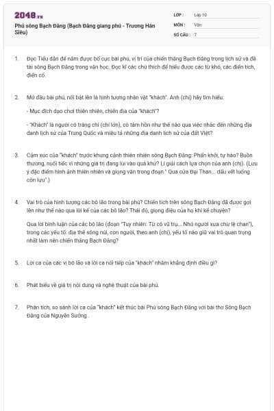 Phú sông Bạch Đằng (Bạch Đằng giang phú - Trương Hán Siêu)