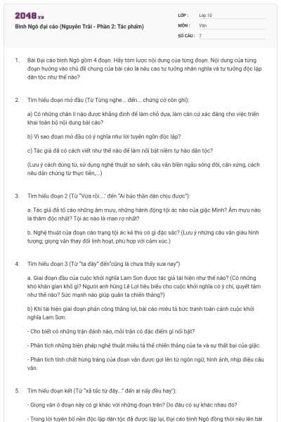 Bình Ngô đại cáo (Nguyễn Trãi - Phần 2: Tác phẩm)