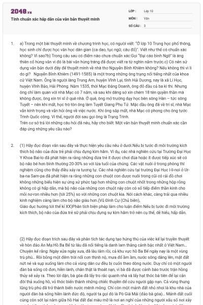 Tính chuẩn xác hấp dẫn của văn bản thuyết minh