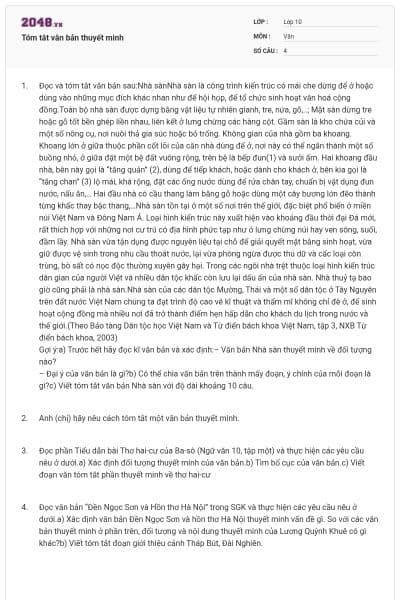 Tóm tắt văn bản thuyết minh