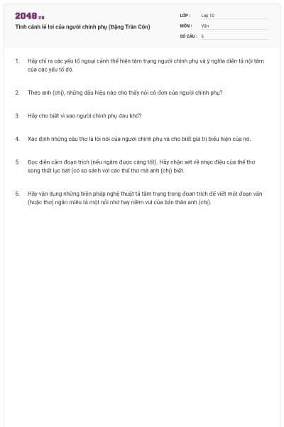 Tình cảnh lẻ loi của người chinh phụ (Đặng Trần Côn)