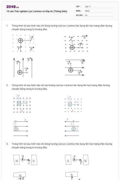 16 câu Trắc nghiệm Lực Lorenxơ có đáp án (Thông hiểu)
