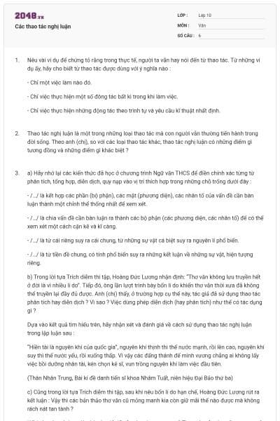 Các thao tác nghị luận