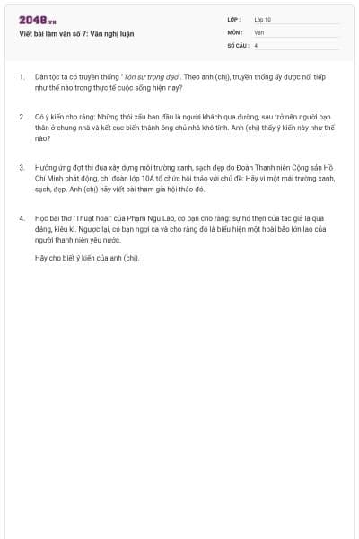 Viết bài làm văn số 7: Văn nghị luận