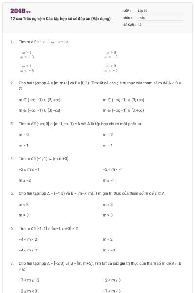 12 câu Trắc nghiệm Các tập hợp số có đáp án (Vận dụng)