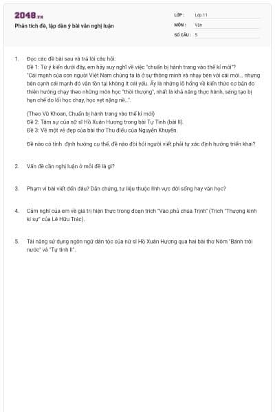 Phân tích đề, lập dàn ý bài văn nghị luận