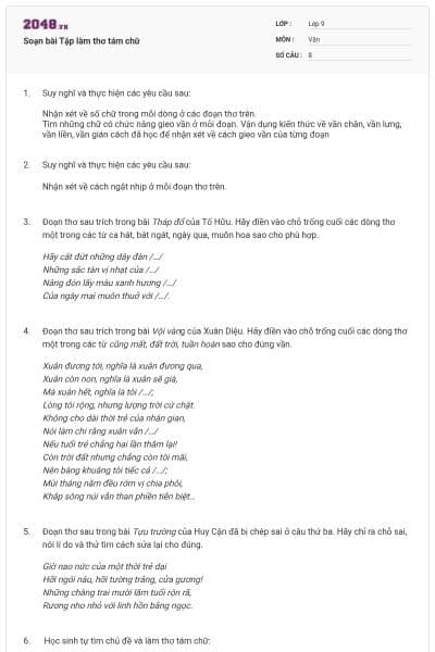 Soạn bài Tập làm thơ tám chữ