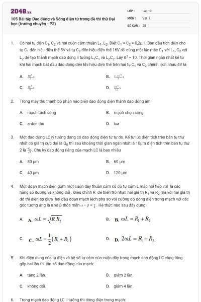 105 Bài tập Dao động và Sóng điện từ trong đề thi thử Đại học (trường chuyên - P3)