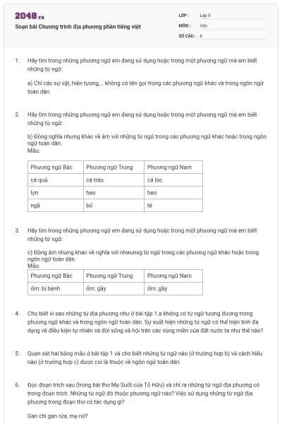 Soạn bài Chương trình địa phương phần tiếng việt