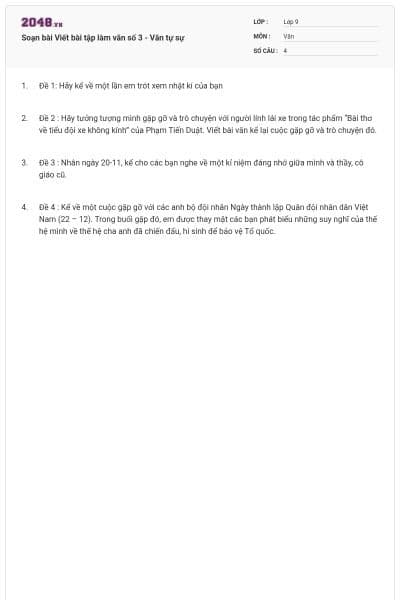 Soạn bài Viết bài tập làm văn số 3 - Văn tự sự