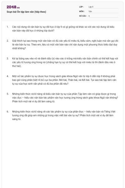 Soạn bài Ôn tập làm văn (tiếp theo)