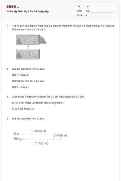 Vở bài tập Toán lớp 2 Bài 24: Luyện tập