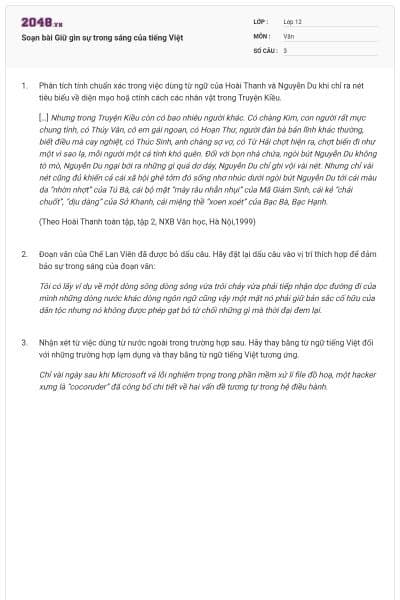 Soạn bài Giữ gìn sự trong sáng của tiếng Việt