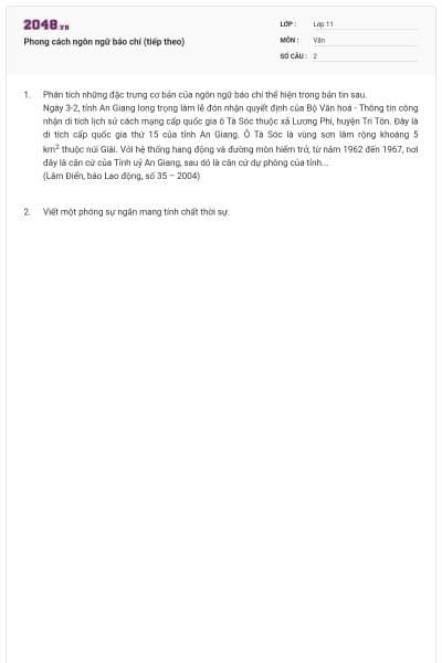 Phong cách ngôn ngữ báo chí (tiếp theo)