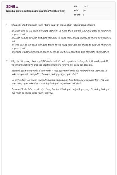 Soạn bài Giữ gìn sự trong sáng của tiếng Việt (tiếp theo)