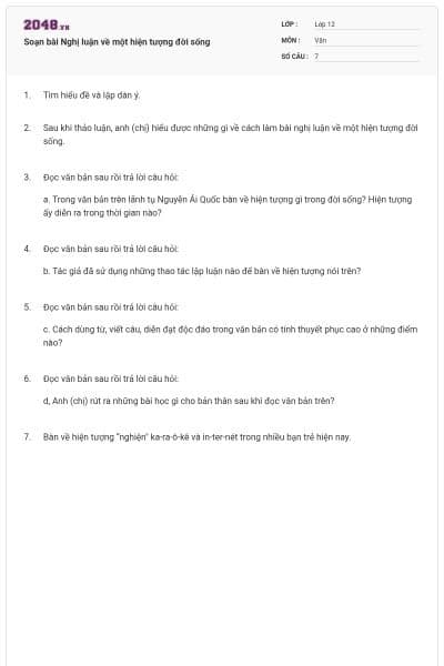 Soạn bài Nghị luận về một hiện tượng đời sống