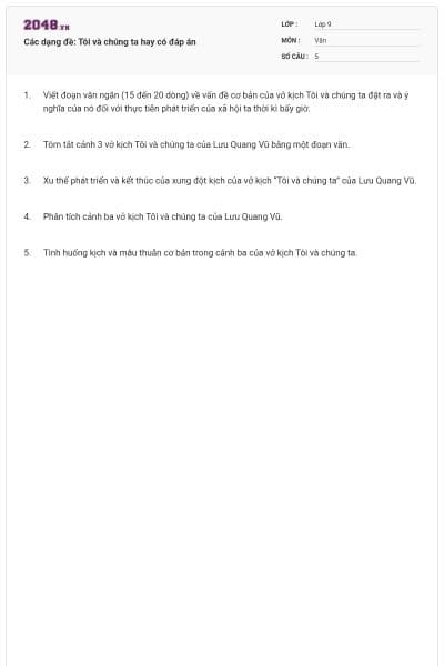 Các dạng đề: Tôi và chúng ta hay có đáp án