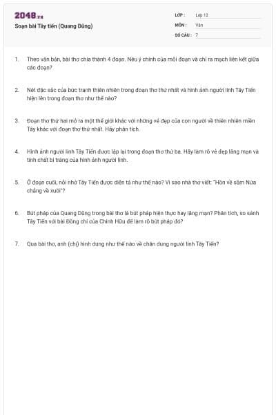 Soạn bài Tây tiến (Quang Dũng)