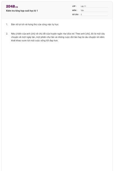 Kiểm tra tổng hợp cuối học kì 1