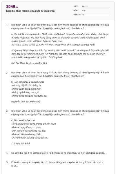 Soạn bài Thực hành một số phép tu từ cú pháp