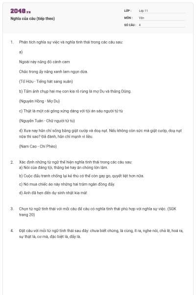 Nghĩa của câu (tiếp theo)