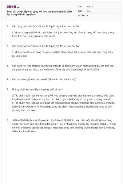 Soạn bài Luyện tập vận dụng kết hợp các phương thức biểu đạt trong bài văn nghị luận