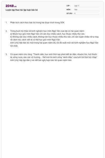 Luyện tập thao tác lập luận bác bỏ