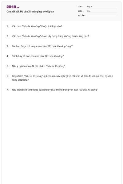 Câu hỏi bài: Bố của Xi-mông hay có đáp án