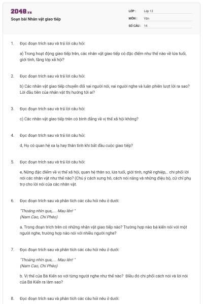 Soạn bài Nhân vật giao tiếp