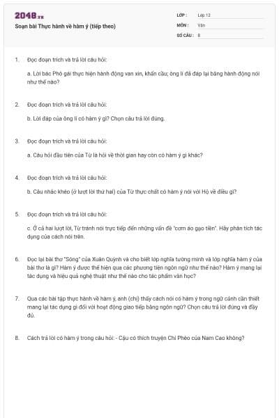 Soạn bài Thực hành về hàm ý (tiếp theo)