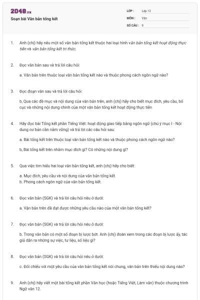 Soạn bài Văn bản tổng kết