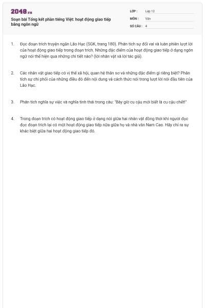 Soạn bài Tổng kết phần tiếng Việt: hoạt động giao tiếp bằng ngôn ngữ