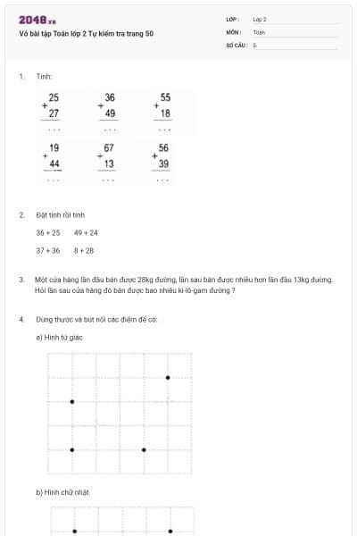 Vở bài tập Toán lớp 2 Tự kiểm tra trang 50